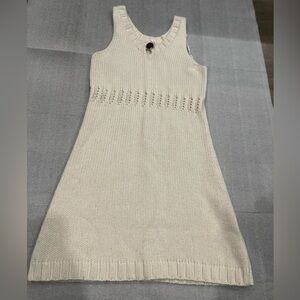 [S]Trovata Off White Cashmere Blend Chunk Knit Tank Sweater Dress Crochet